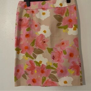 J.Crew Pink Floral Cotton Pencil Skirt Size 10